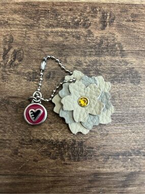 Upcycled Coach Poppy Medallion Leather Flower Bag Charm/Keychain